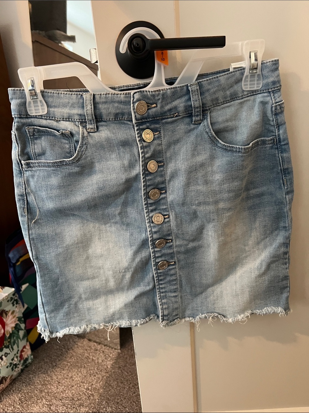 Charlotte Russe Light Blue Button-Front Denim Mini Skirt